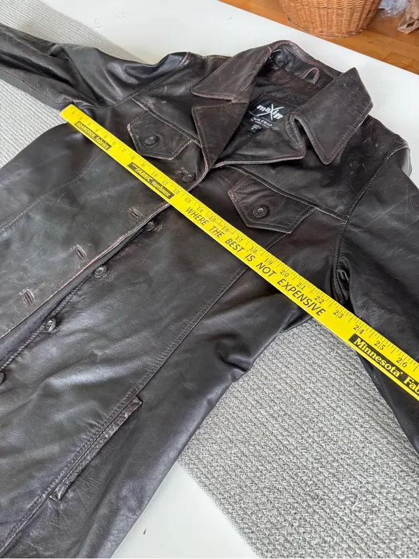 Vintage Maxima Wilson’s Leather Distressed Brown Leather Button-Front Jacket XL - Image 7