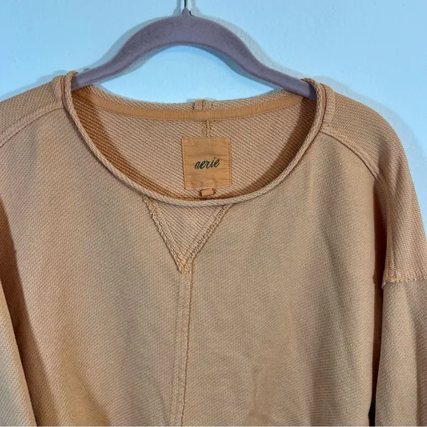 ✨ Aerie Orange Terry Crewneck Sweatshirt XS‎ - Image 2