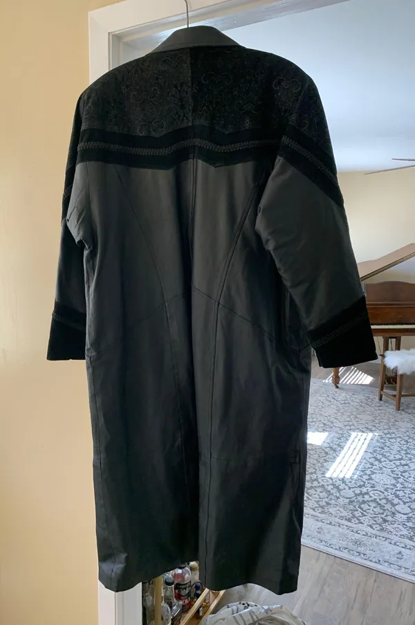 Greg Bell Leather Trench Coat Black - Image 5