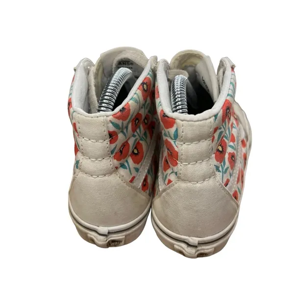 Vans Sk8-Hi Womens Sneakers Size 5 White Red Teal Floral High Top‎ Lace Up - Image 6