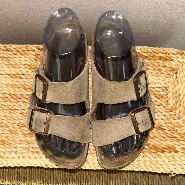 Birkenstock top Arizona, two strap Women's Sandals - Taupe Suede - Image 2