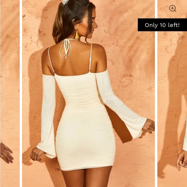 Oh Polly ODYSSEY Fluted Sleeve Mini Dress in Ivory - Image 3