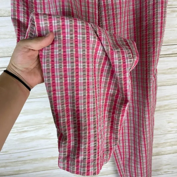 Vintage pink and brown plaid Highwaisted pull on pants - Image 3