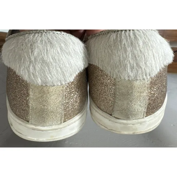 P448 Women's John Glitter Low Top Suede Sneakers‎ in Gold/Gray, Size 37 SPARKLE - Image 3
