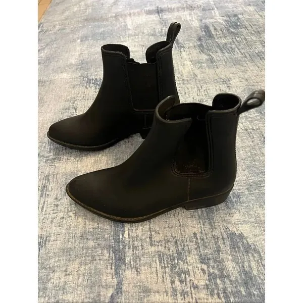 Jeffrey Campbell Havana Black Chelsea Pointed Toe Rain Boots Women's Size 8 - Image 4