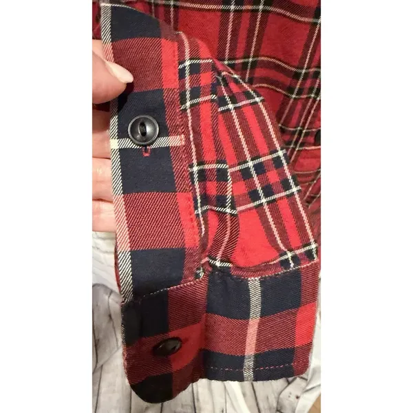 Madewell Classic Patchwork Plaid Ex-Boyfriend Shirt Red Cotton Size XS - Image 3