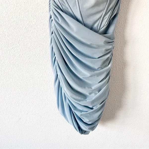 House of CB Clementine Baby Blue Cut Out Bodycon Ruched Cocktail Mini Dress - Image 6