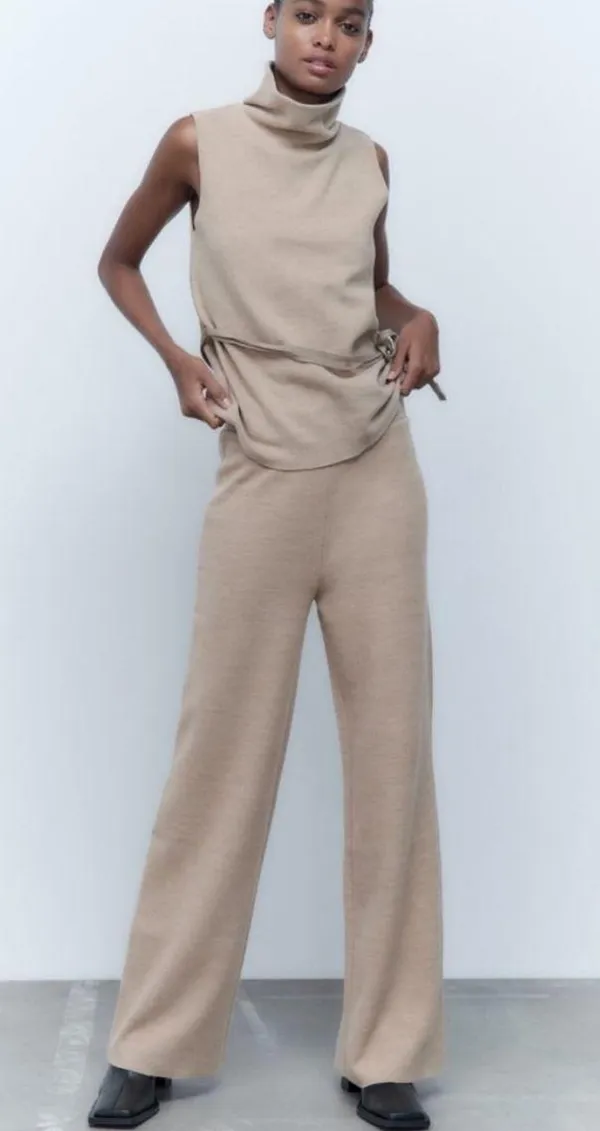 ZARA Basic Soft Pants in Light Camel - Image 2