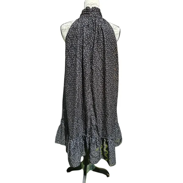 Taylor Polka Dot‎ Halter Dress Ruffle Hem Sleeveless Party Black Size 8 - Image 3