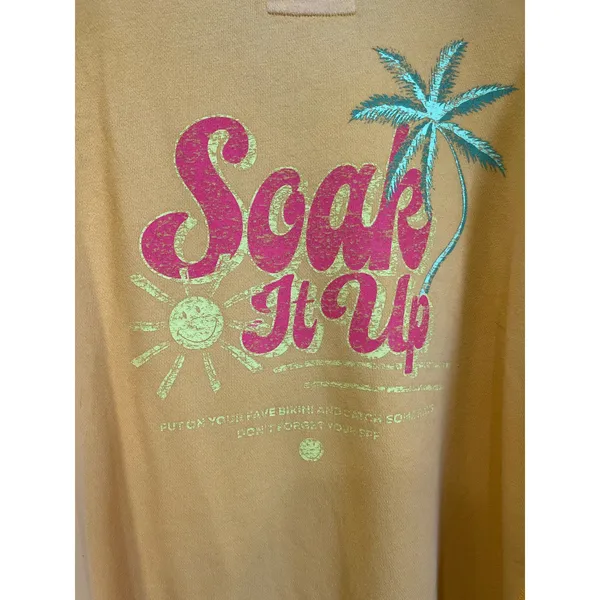 Aerie Oversized V Neck Yellow Soak It Up Tropical Sweatshirt‎ Beachy L - Image 5