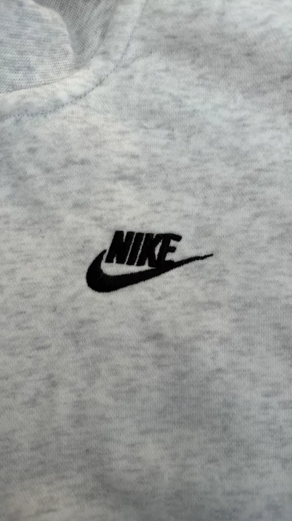 Nike Women's Light Gray Half-Zip Cropped Hoodie - Image 4