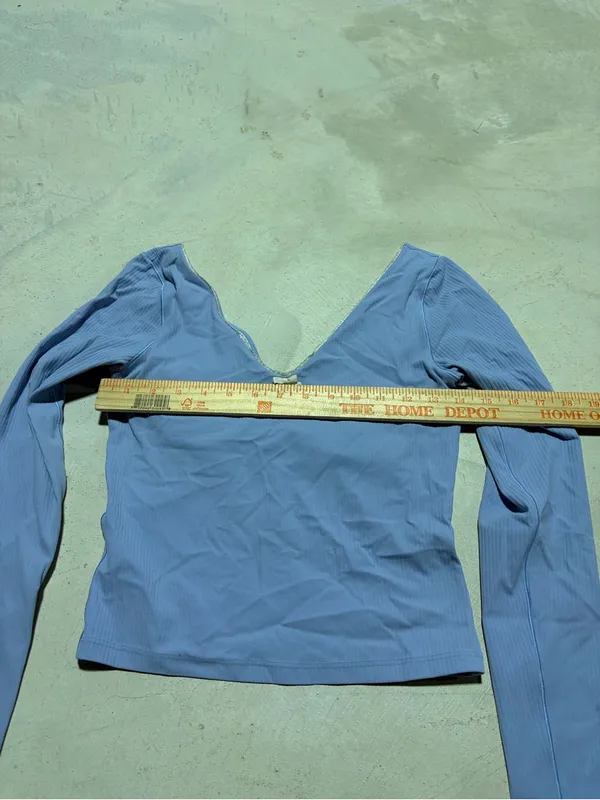 Aerie offline long sleeve ribbed cropped shirt blue small - Image 3