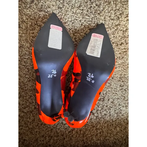 Steve Madden Valavala Orange Camo Patent Pointed Toe Stiletto Heels Pumps 8.5 - Image 5