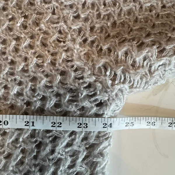 Solutions Cardigan Women L Beige Open Knit Oversized Lagenlook Asymmetrical Dust - Image 9