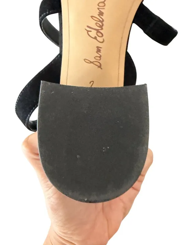 SAM EDELMAN Black Suede Block Heels Sandals Size 7 - Image 5