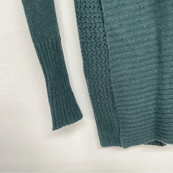 Moth Anthropologie Green Open Front Knit Cardigan Sweater XS Duster Long Line - Image 3