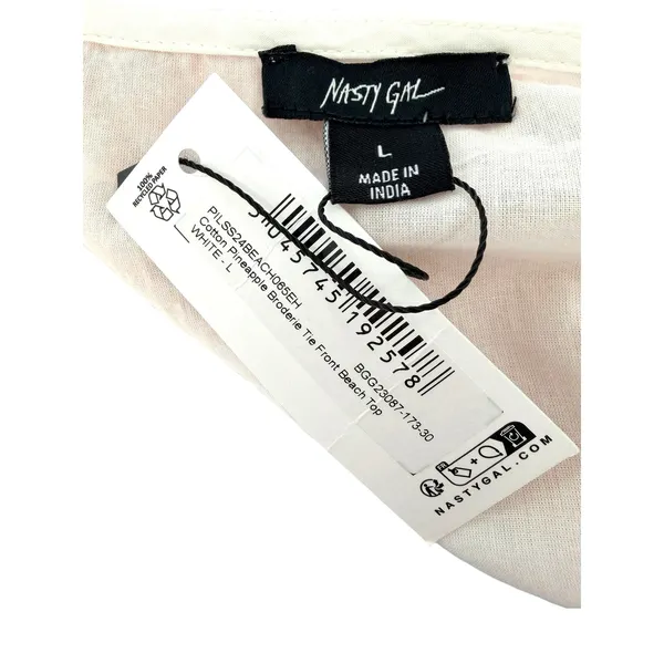 Nasty Gal Cotton Pineapple Broderie Eyelet 2 Pc Tie Front Crop Top‎ Maxi Skirt L - Image 8