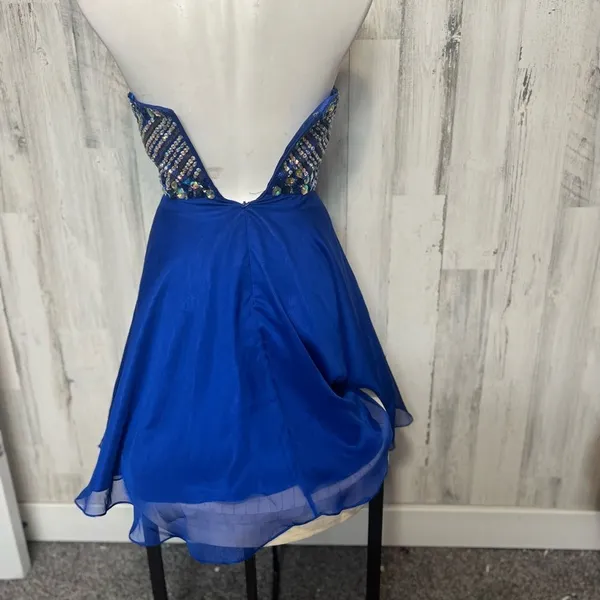 Anny Lee Blue Strapless Rhinestone Skater Dress XS Prom Homecoming Party Dress - Image 5