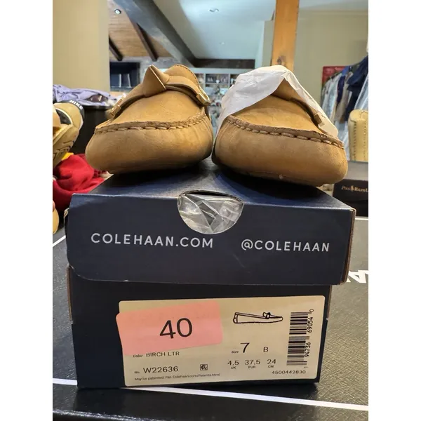 Cole Haan Women's Evelyn Bow Driver Suede Loafers Size 7 Birch Leather - Image 6
