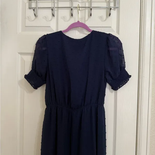 Lulus Falling Into You Navy Blue Swiss Dot Tiered Maxi Dress - Size Medium - Image 8