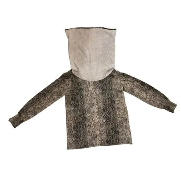 Gibson Snakeskin Cowl Neck Convertible Tunic Top Brown Tan SF8191 Womens‎ Medium - Image 8