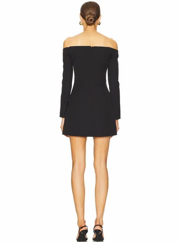 Bardot x REVOLVE Iria Black Off Shoulder Boned Blazer Mini Dress US 8 - Image 2