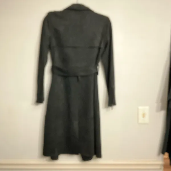 T Tahari Black Faux Leather Belted Trench Coat XS - Image 6