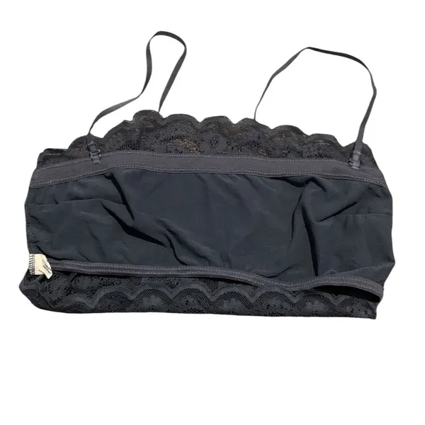 Black Floral Lace Bandeau Bralette Size Small Adjustable Straps Stretch Boho Lay - Image 5