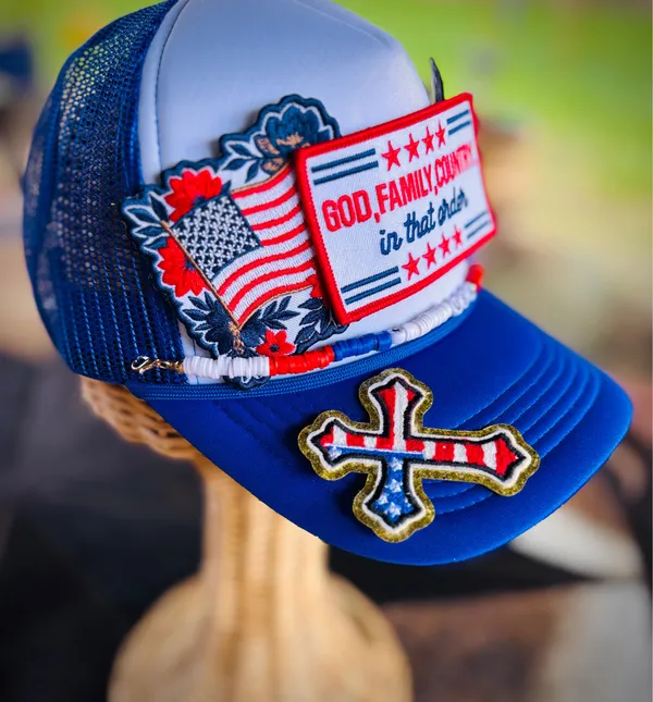 Custom Trucker Hat Blue - Image 2
