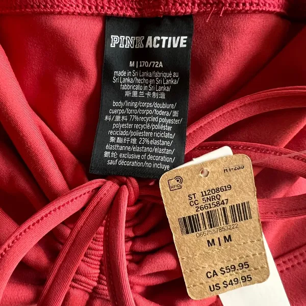 VICTORIA'S SECRET PINK Red Adjustable Waist Ruched Leggings, Medium - Image 4