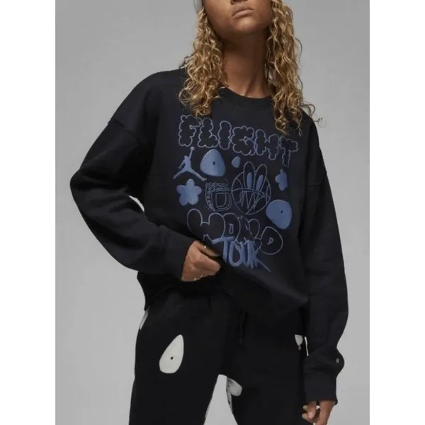 Jordan Womens Small Brooklyn Sweatshirt Artist Series Flight World Tour Fleece - Image 2