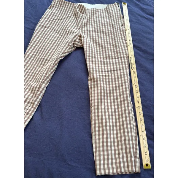 A New Day Womens Brown Gingham Check Side Zip Ankle Pants Size 16 - Image 6