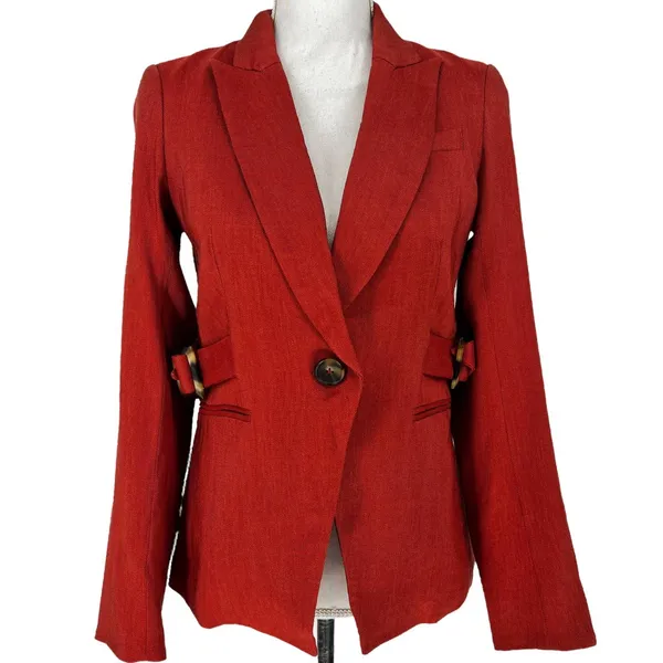 Veronica‎ Beard Baltazar Linen Peplum Dickey Jacket In Clay - Image 5