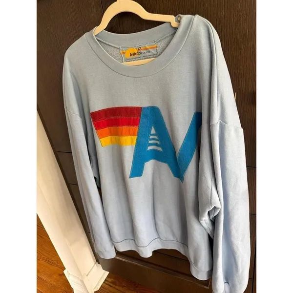 Aviator Nation LOGO STITCH CREW SWEATSHIRT RELAXED ICE women's XL - Image 4