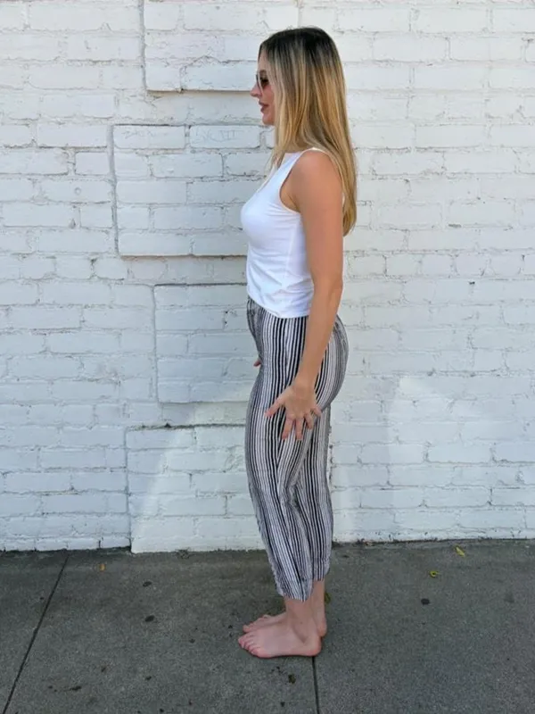 Brandy Melville white & black striped pants / waist 24 - Image 4