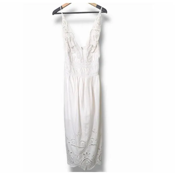 ✨Future Collective - Women's Eyelet Maxi A-Line Cream Sz Large Dress✨ - Image 6