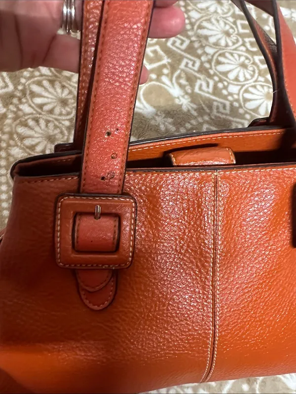 Liz Claiborne Burnt Orange Pebble Leather Shoulder Bag - Image 4