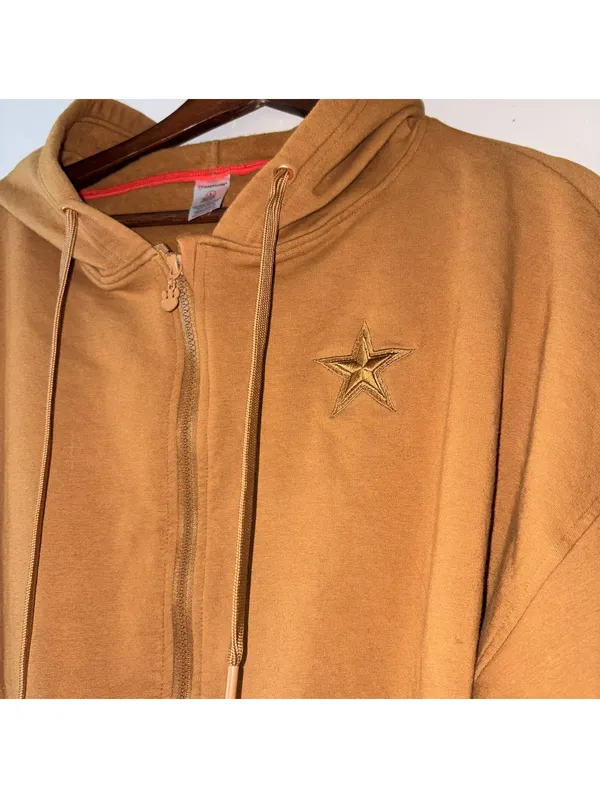 KadyLuxe Cropped Star Embroidery Zip-Up Hoodie – Size Large Dallas cowboys - Image 2