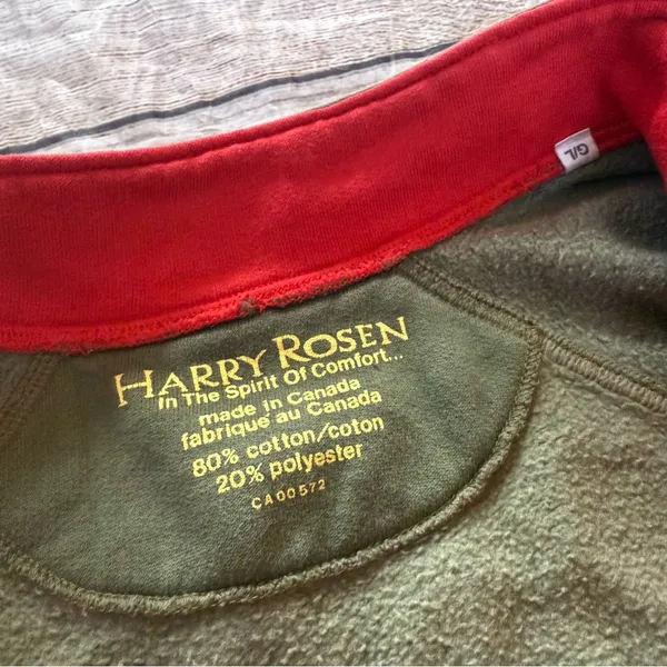 Harry Rosen olive green elephant safari quarter zip sweatshirt size large - Image 8