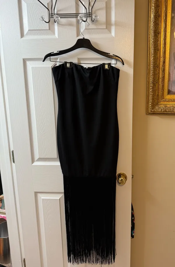 Black fringe formal dress - Image 2