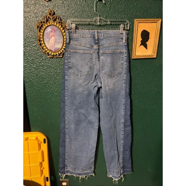 GAP WASHED BLUE HIGH RISE STRIDE TWO TONE FLARED LEG Jeans Womens 26/2 Denim Boh - Image 2