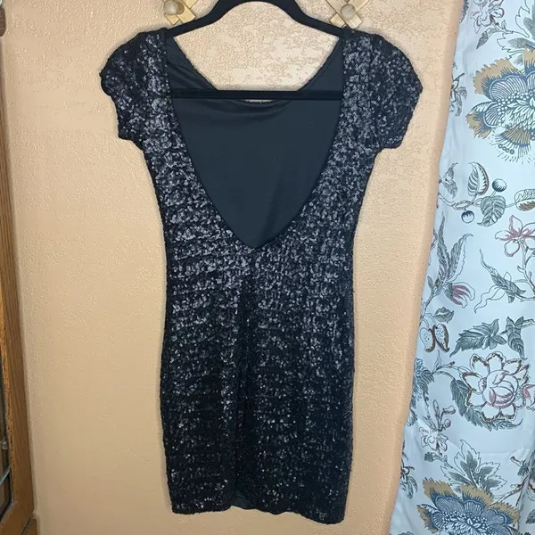 Free People Backstage Fever Black Sequin Mini Dress Size XXS - Image 15