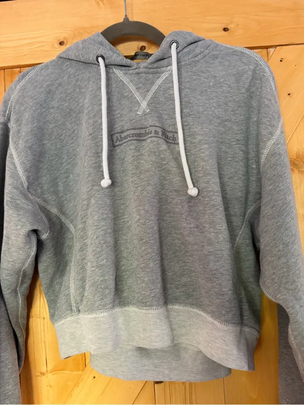 Abercrombie & Fitch Cropped Oversized Logo Hoodie Grey Size XS⁠ - Image 7