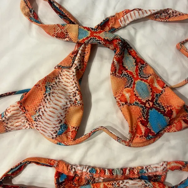 Vibrant Snake Print Bikini Set Orange Size XS - Image 2