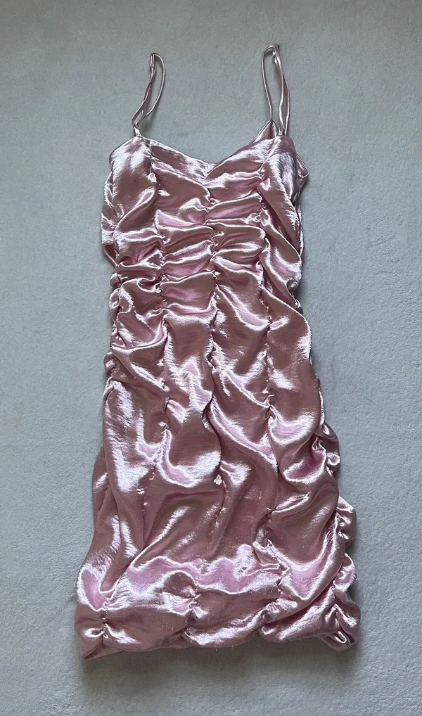 Urban Outfitters ˚₊‧꒰ა pink satin ruched mini dress ໒꒱ ‧₊˚ - Image 3