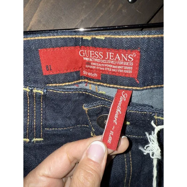 Y2K VTG Guess Women's NEW Jeans Sz 29 R Sweetheart Low Rise‎ Dark Boot Flare - Image 3