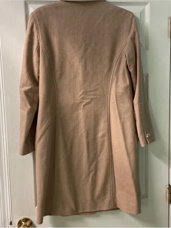 Magaschoni Trench Coat. Wool blend. Button Close. Lined. Herringbone. - Image 6