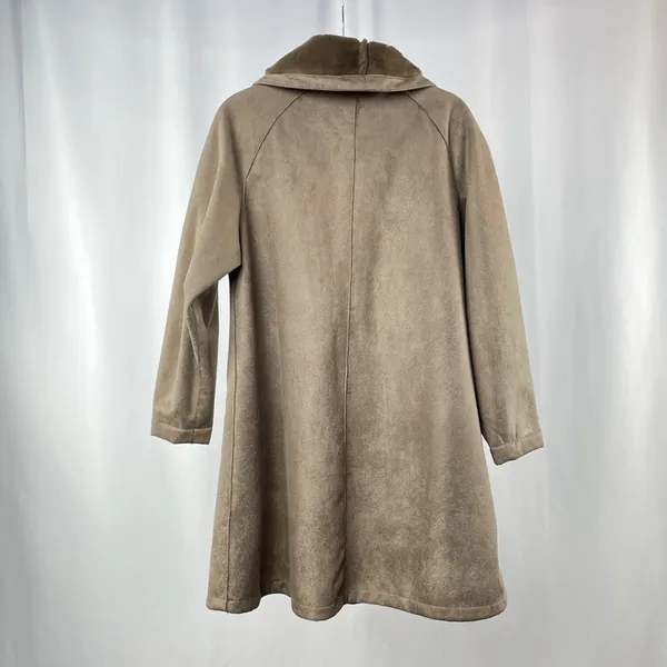 Adrienne Landau Vegan Suede & Fur Tie Closure Swing Coat in Brown Size Medium - Image 4