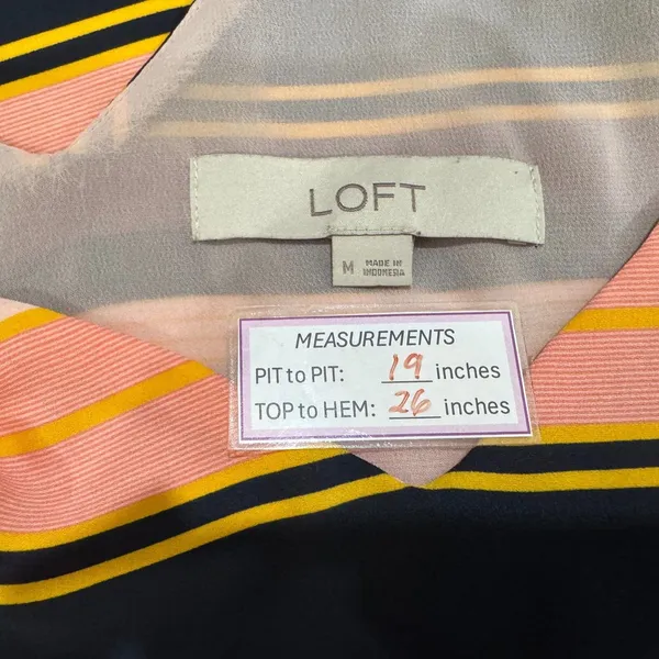 Loft Women Sz M Camisole Strappy Cami Multi Color Boho Horizontal Stripes - Image 6