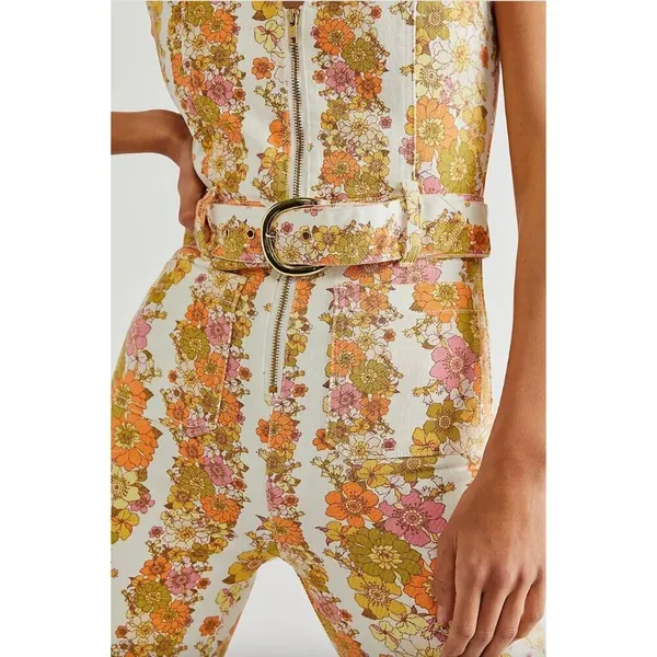 Show Me Your Mumu Jacksonville Cropped Jumpsuit Groovy Blooms Stripe Womens S - Image 4